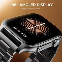 boAt 1000003684 Ultima Ember 1.96-inch AMOLED Display, Cloud Watch Faces, Functional Crown, BT Calling, Steel Black Smartwatch