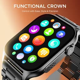 boAt 1000003684 Ultima Ember 1.96-inch AMOLED Display, Cloud Watch Faces, Functional Crown, BT Calling, Steel Black Smartwatch