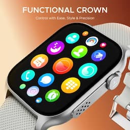 boAt 1000003680 Ultima Ember 1.96-inch AMOLED Display, Cloud Watch Faces, Functional Crown, BT Calling, Silver Mist Smartwatch