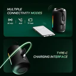 boAt 1000003343 Stone 358 Pro, 14W Sound, 12H Playback, RGB LEDs, IPX5, Raging Black Bluetooth Speaker