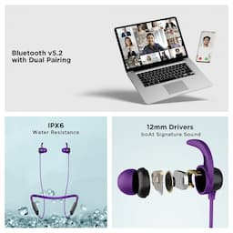 boAt 1000001729 Rockerz 255 Neo Bluetooth Neckband with 25Hrs Playback, 12mm Drivers and IPX6 - Purple Haze