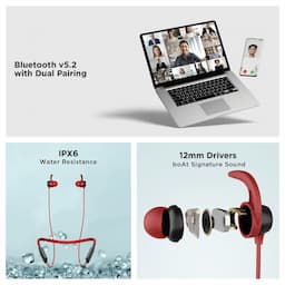 boAt 1000001732 Rockerz 255 Neo Bluetooth Neckband with 25Hrs Playback, 12mm Drivers and IPX6 - Maroon Madness