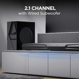boAt 1000002406 Aavante Bar Quake 200W RMS, 2.1 Channel, Bluetooth 5.3, Wired Subwoofer - Midnight Black Soundbar