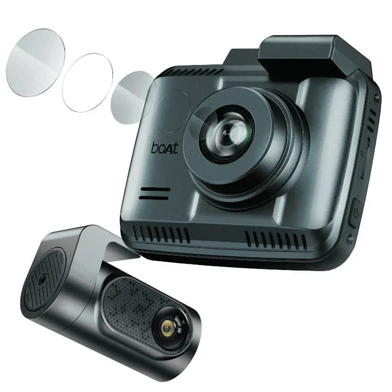 boAt 1000004045 Hive Dashcam F1 4K Dual-Channel, Sony STARVIS IMX335, GPS, ADAS, Wi-Fi 6 - Steel Blue Dash Camera