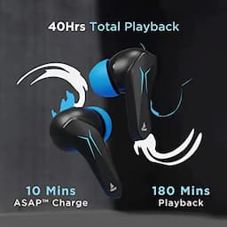 boAt 1000002019 Immortal 121 40Hrs Playback, 40ms BEAST Mode, Blazing RGB Lights - Black Sabre Gaming Earbuds