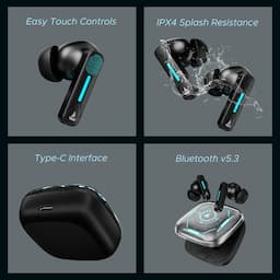 boAt 1000003400 Immortal Airspeed Pro 40ms BEAST Mode, 32dB ANC, 10mm Drivers, Bluetooth 5.3 - Black Sabre Gaming Earbuds