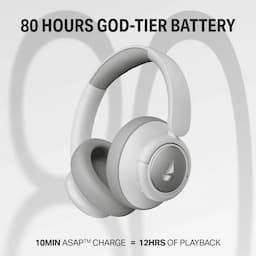 boAt 1000004529 Rockerz Plus 450 ANC, 40dB ANC, 80H Playback, 40mm Drivers, Bluetooth 6.0 - White Sabre Wireless Headphones