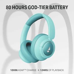 boAt 1000004552 Rockerz Plus 450 ANC, 40dB ANC, 80H Playback, 40mm Drivers, Bluetooth 6.0 - Aqua Blue Wireless Headphones