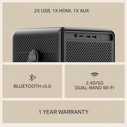 boAt 1000003974 Cinehead E1 720p Native Resolution, 150 ANSI Lumens, Android 13, Up to 150-inch Projection - Carbon Black Projector