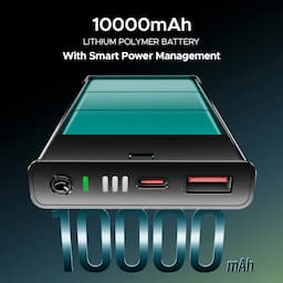 boAt 1000003520 Energyshroom PB300 Pro 10000mAh, 22.5W Fast Charging, Pass-Through Charging, Smart IC Protection - Carbon Black Power Bank