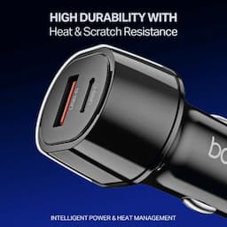 boAt 1000003932 55W Fast Car Charger, 25W QC 3.0 + 35W PD/PPS, 12-Layer Smart IC Protection - Carbon Black Car Charger