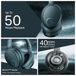 boAt 1000004075 Rockerz Trendz 50Hrs Playback, 40mm Drivers, Bluetooth 5.4, 60ms BEAST Mode - Bold Blue Wireless Headphones