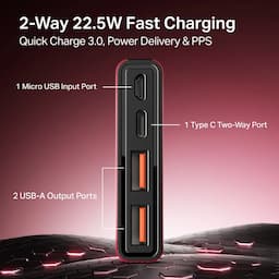 boAt 1000003193 Energyshroom PB300 10000mAh, 22.5W Fast Charging, 12-Layer Smart IC Protection - Martian Red Power Bank