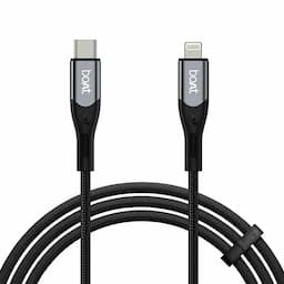 boAt 1000004527 Type C to L 27W, 480Mbps Data Sync, Nylon Braided, 1.2m - Carbon Black Charging Cable