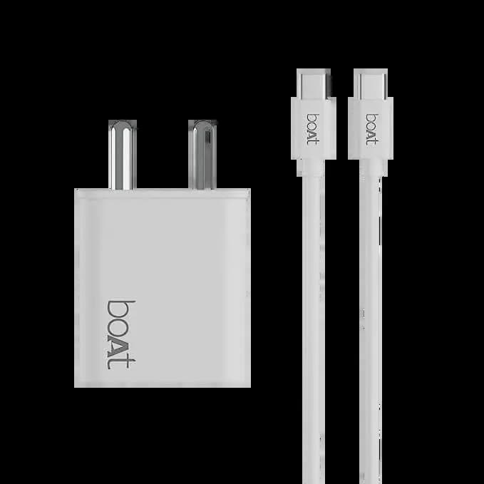 boAt 1000002357 DV 22.5W QCPD Fast Charging, Type-C, PD Cable Included - White Wall Charger