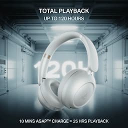 boAt 1000003833 Rockerz Prime 415 120Hrs Playback, 40mm Drivers, 360 Spatial Audio, BEAST Mode - White Sabre Wireless Headphones