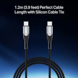 boAt 1000003946 Type-C to Type-C 100W, 480Mbps Data Sync, Nylon Braided, 1.2m - Carbon Black Charging Cable