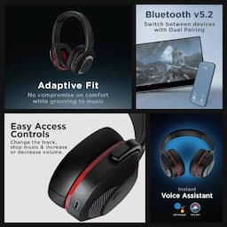 boAt 1000003407 Rockerz 425 25Hrs Playback, 40mm Drivers, 40ms BEAST Mode, Bluetooth 5.2 - Fiery Red Wireless Headphones