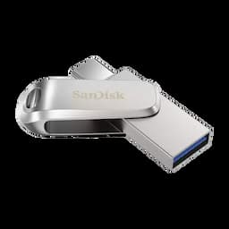 SanDisk SDDDC4-064G-I46PD Ultra Dual Drive Luxe USB Type-C & USB Type-A Flash Drive, 64 GB Capacity, Silver