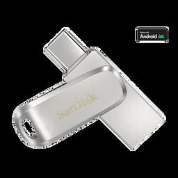 SanDisk SDDDC4-128G-I46PD Ultra Dual Drive Luxe USB Type-C & USB Type-A Flash Drive, 128 GB Capacity, Silver