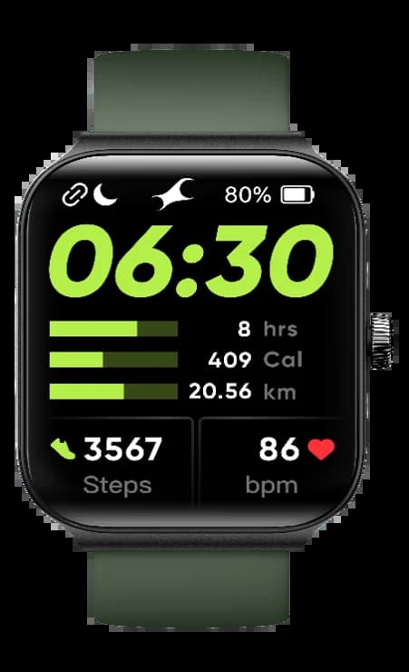 Fastrack 38095PP12 Reflex Horizon Smart Dial 1.95 Inch UltraVU Curve Display with Silicone strap - Green