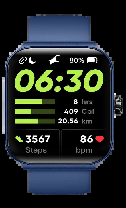 Fastrack 38095PP11 Reflex Horizon Smart Dial 1.95 Inch UltraVU Curve Display with Silicone strap - Blue